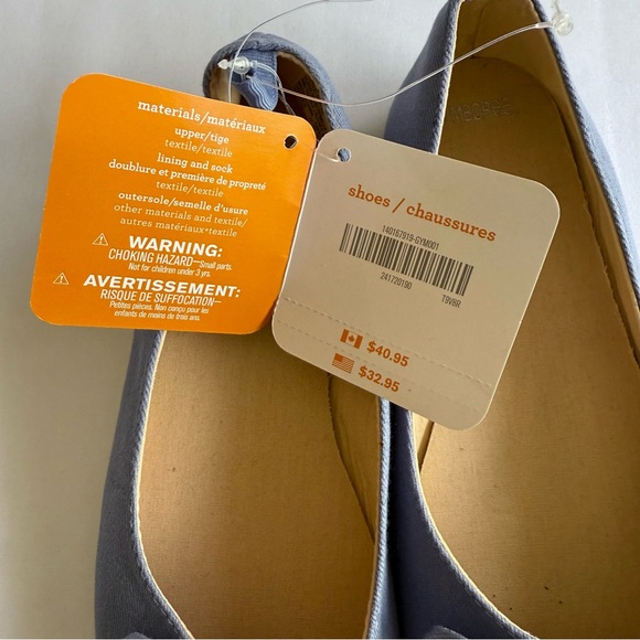 Gymboree NWT - Girls Blue Silver Sparkle Denim Glitter Ballet Bow Flats - Size 1 - Picture 4 of 6